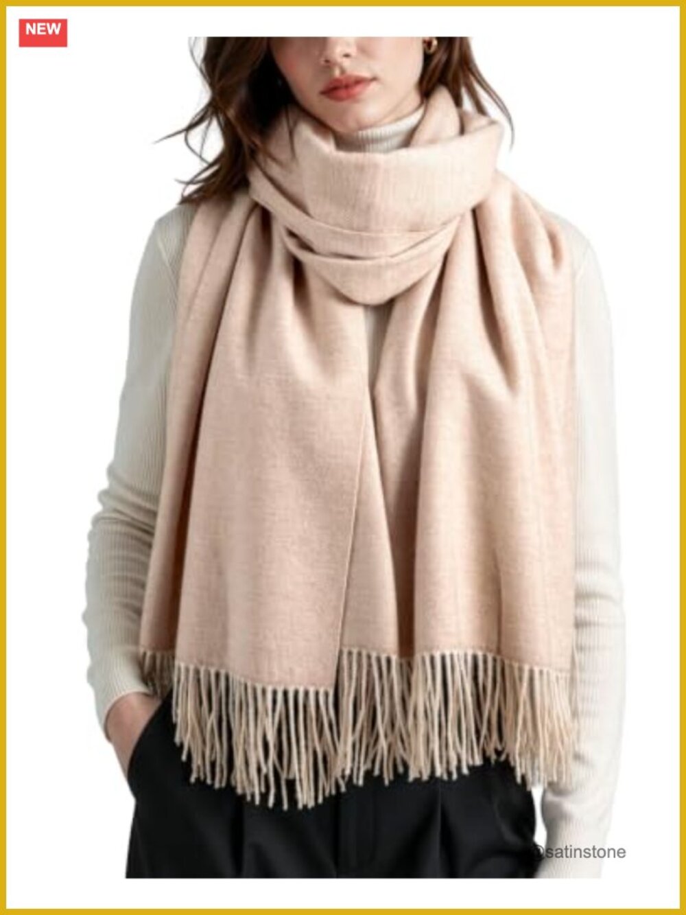 Cashmere-Feel Pashmina Shawl Wrap Scarf for Women 80" Long Winter